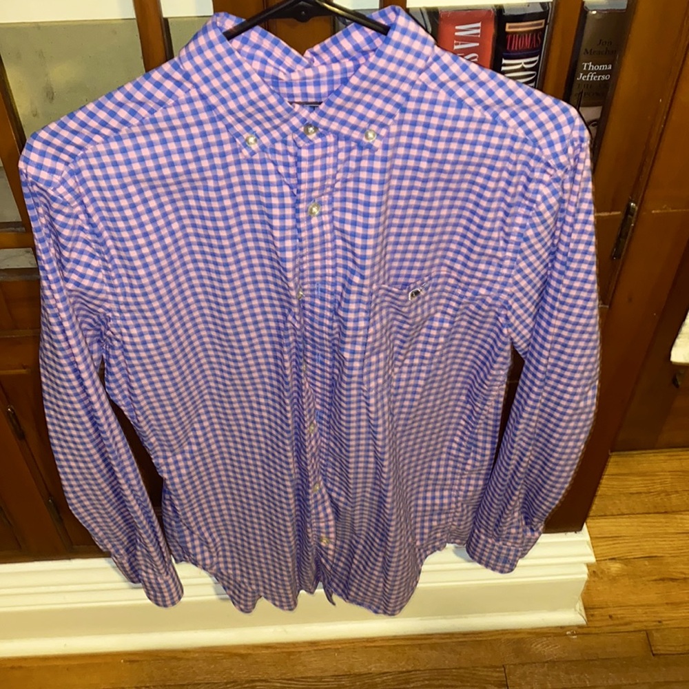 Small Vineyard Vines Blue and Pink Check Dress Shirt